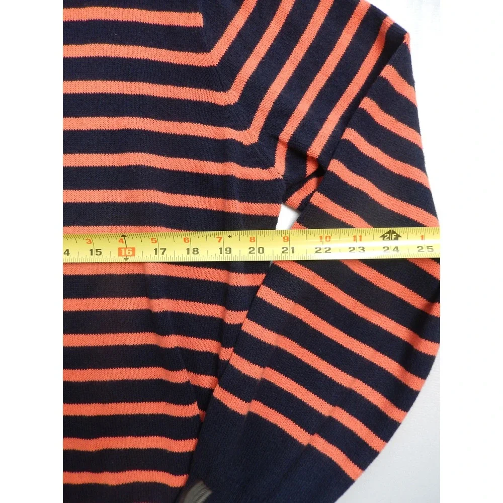 J Crew Men's Navy Orange Striped Crewneck Sweater Pullover Size XL‎